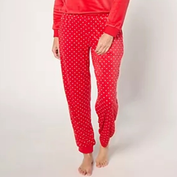 Muk Luks Silky Velour Polka Dot Jogger Lounge Pajama Pants NWT Size Medium - Picture 1 of 10